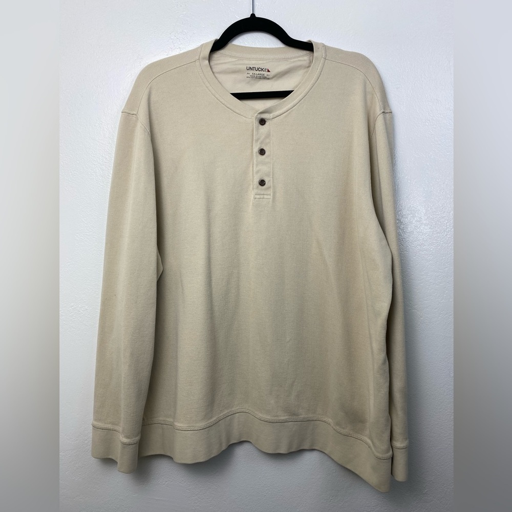 UNTUCKit Veneroso cream Sweater Shirt Mens size XXL Neutral Long Sleeve Knit tan